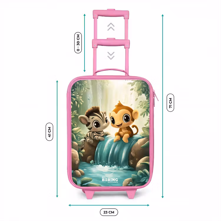 Kinderkoffer Rosa - Zebra - Affe - Wasserfall - Felsen — 7