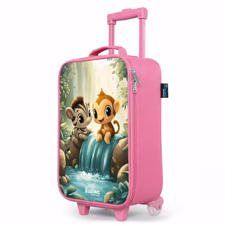 Kinderkoffer Rosa - Zebra - Affe - Wasserfall - Felsen — 8