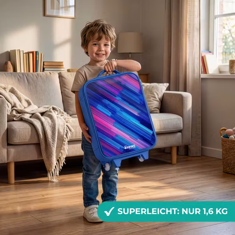 Kinderkoffer Blau - Neon - Streifen - Abstrakt - Blau - Rosa — 3