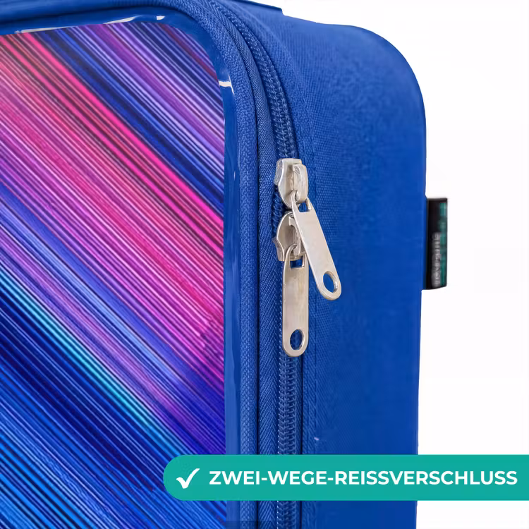 Kinderkoffer Blau - Neon - Streifen - Abstrakt - Blau - Rosa — 5