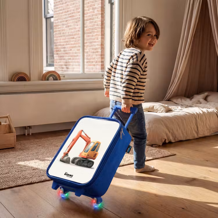 Kinderkoffer Blau - Bagger - Signiert - Orange — 2