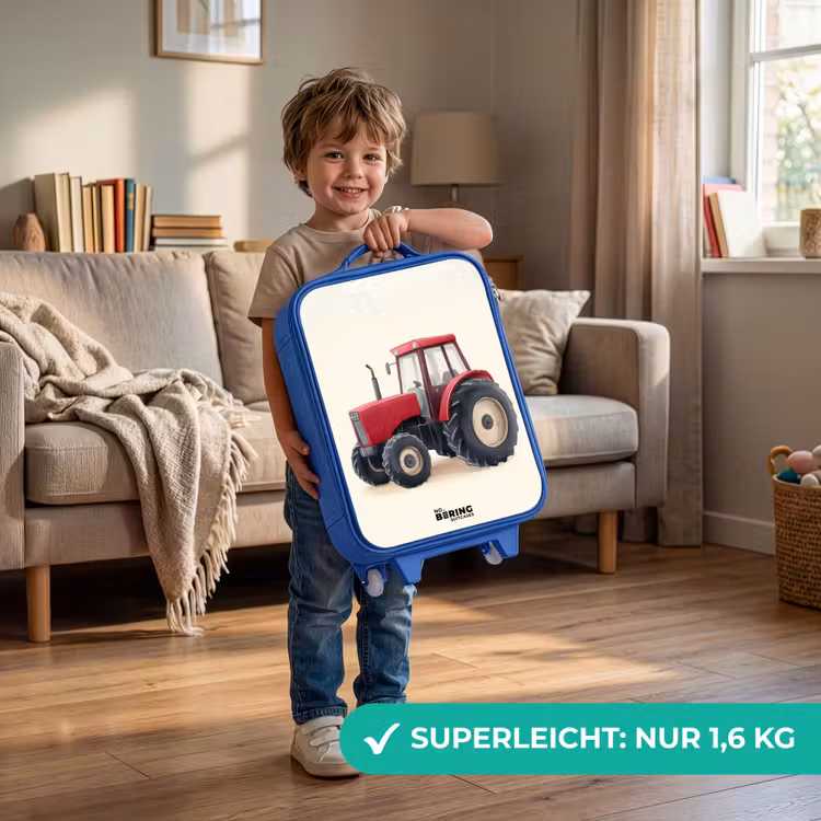 Kinderkoffer Blau - Traktor - Signiert - Rot — 3