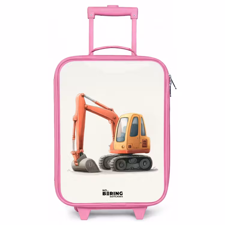 Kinderkoffer Rosa - Bagger - Signiert - Orange — 1