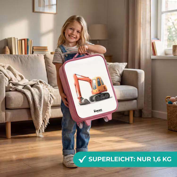Kinderkoffer Rosa - Bagger - Signiert - Orange — 3