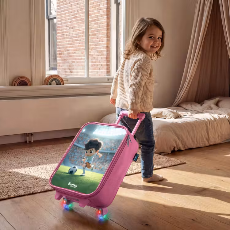 Kinderkoffer Rosa - Junge - Fußball - Stadion - Sonnenlicht — 2