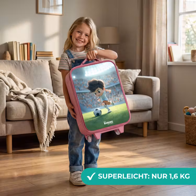 Kinderkoffer Rosa - Junge - Fußball - Stadion - Sonnenlicht — 3