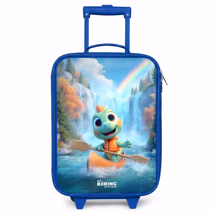 Kinderkoffer Blau - Dino - Natur - Wasserfall — 1