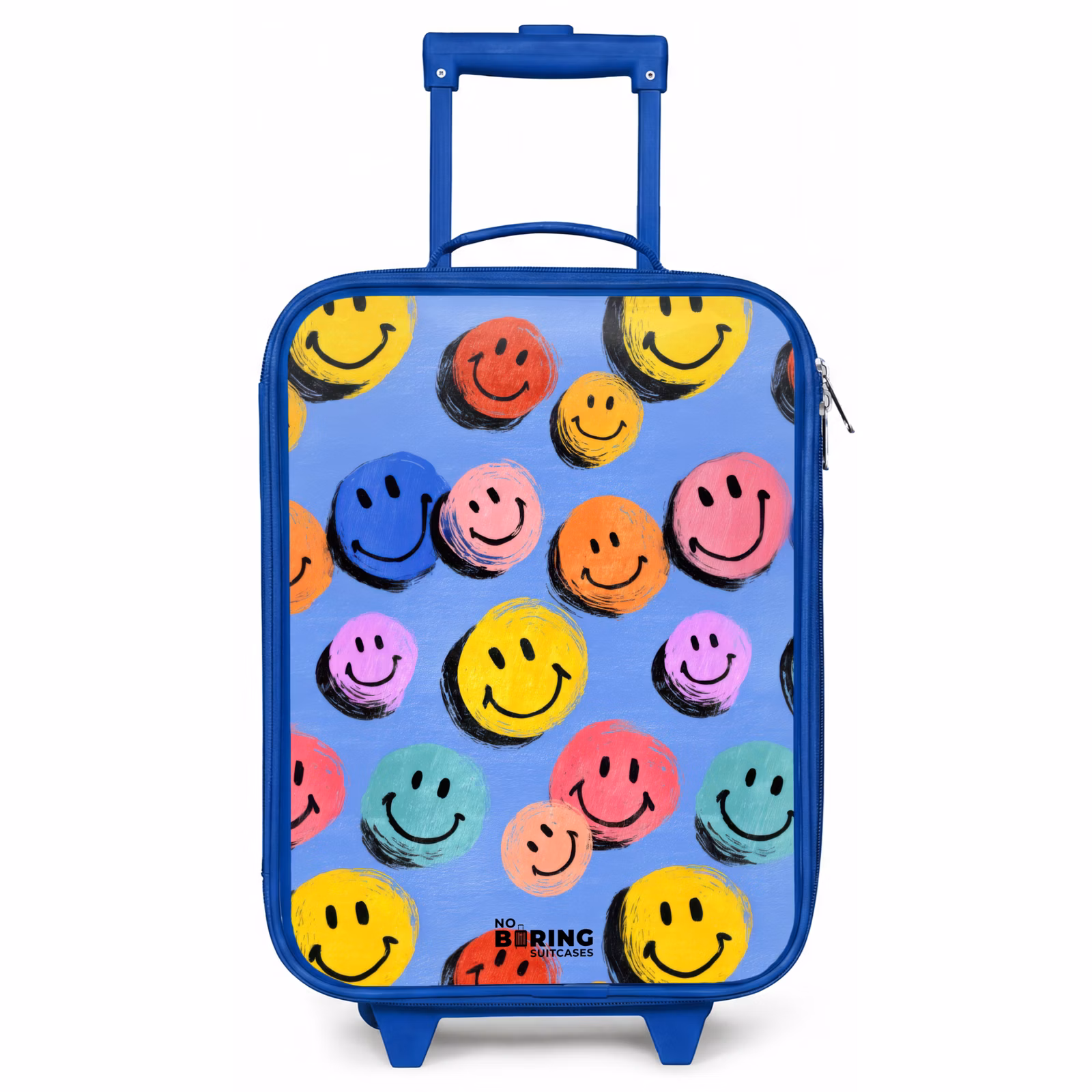 Kinderkoffer Blau - Ein verspieltes und künstlerisches Muster aus bunten Smileys — 1