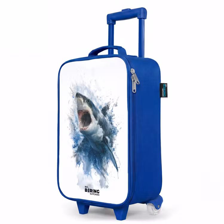Kinderkoffer Blau - Angreifender Hai in Aquarell — 8