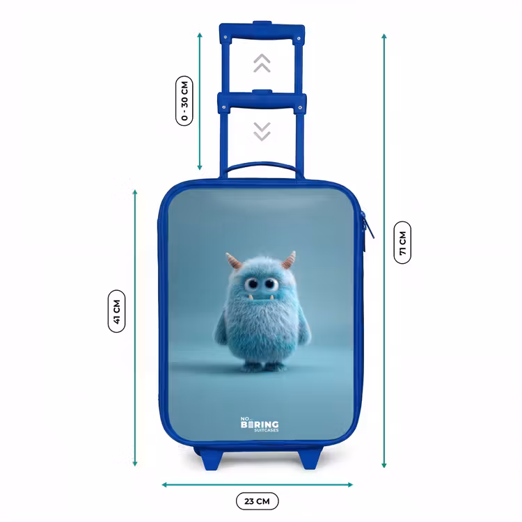 Kinderkoffer Blau - Blaues Plüschmonster mit Hörnern — 7