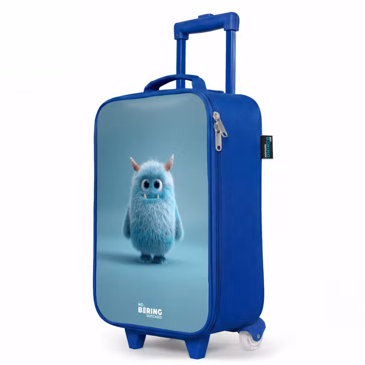 Kinderkoffer Blau - Blaues Plüschmonster mit Hörnern — 8