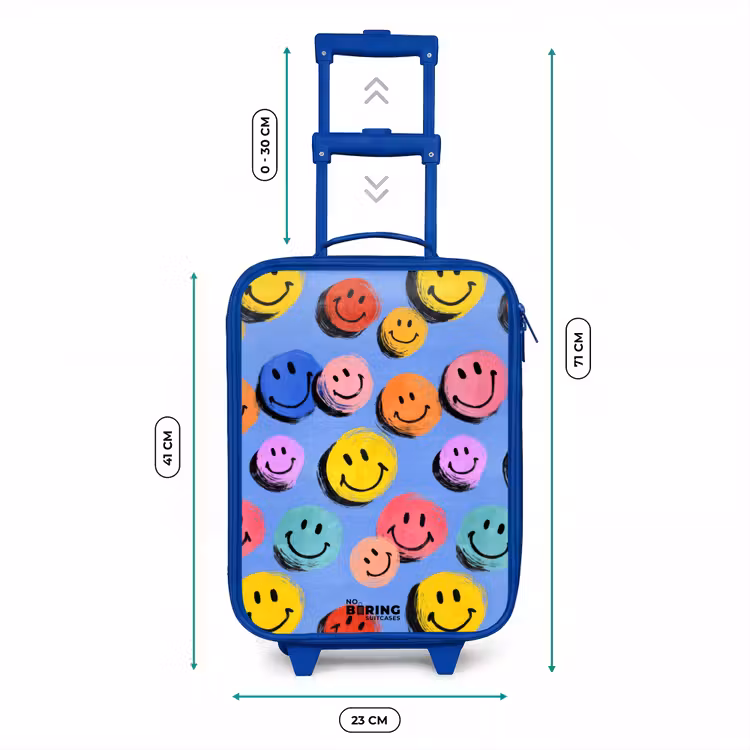 Kinderkoffer Blau - Ein verspieltes und künstlerisches Muster aus bunten Smileys — 7