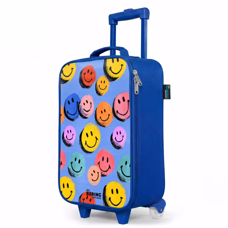Kinderkoffer Blau - Ein verspieltes und künstlerisches Muster aus bunten Smileys — 8