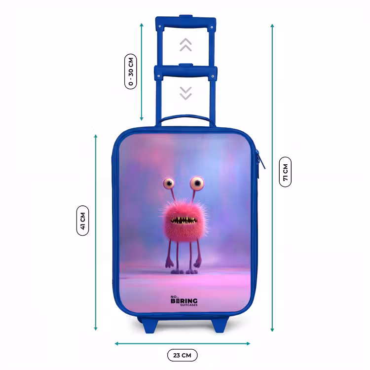 Kinderkoffer Blau - Rosa pelziges Monster mit großen Augen — 7