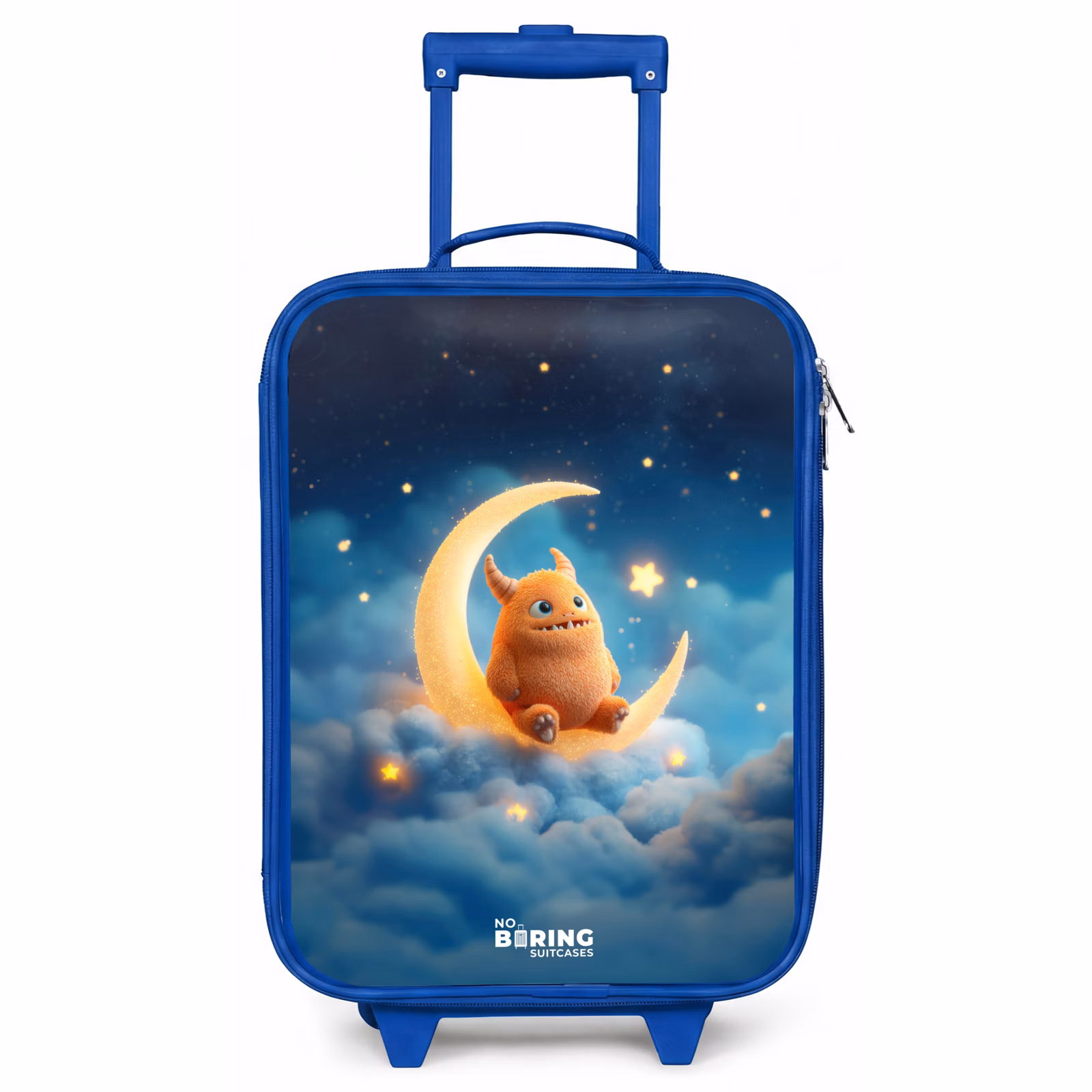 Kinderkoffer Blau - Orangefarbenes Ungeheuer auf Mondsichel — 1