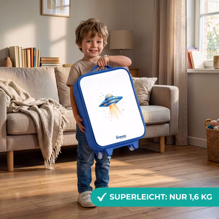 Kinderkoffer Blau - Blaues Raumschiff mit Lichtstrahl — 3
