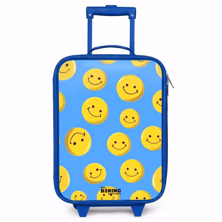 Kinderkoffer Blau - Fröhlicher Smiley-Regen — 1
