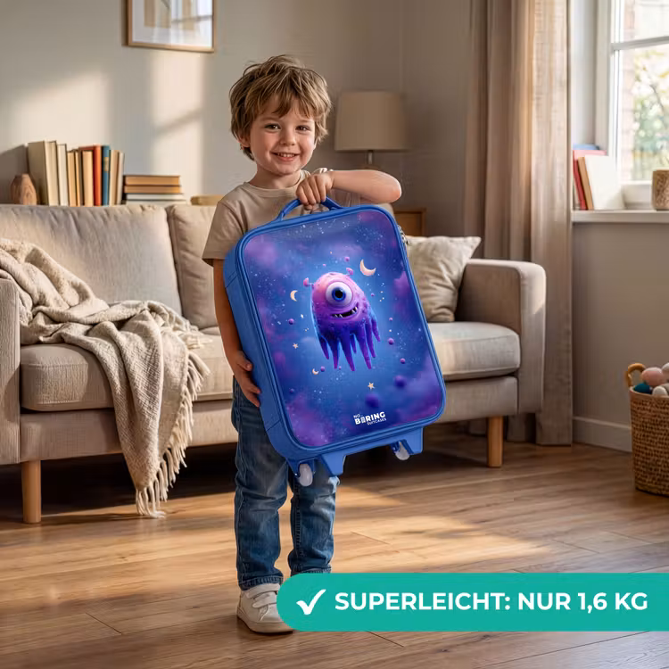 Kinderkoffer Blau - Fröhliches Augenpaar im Weltraum — 3
