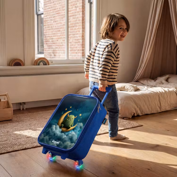 Kinderkoffer Blau - Grünes Ungeheuer auf Mondsichel — 2