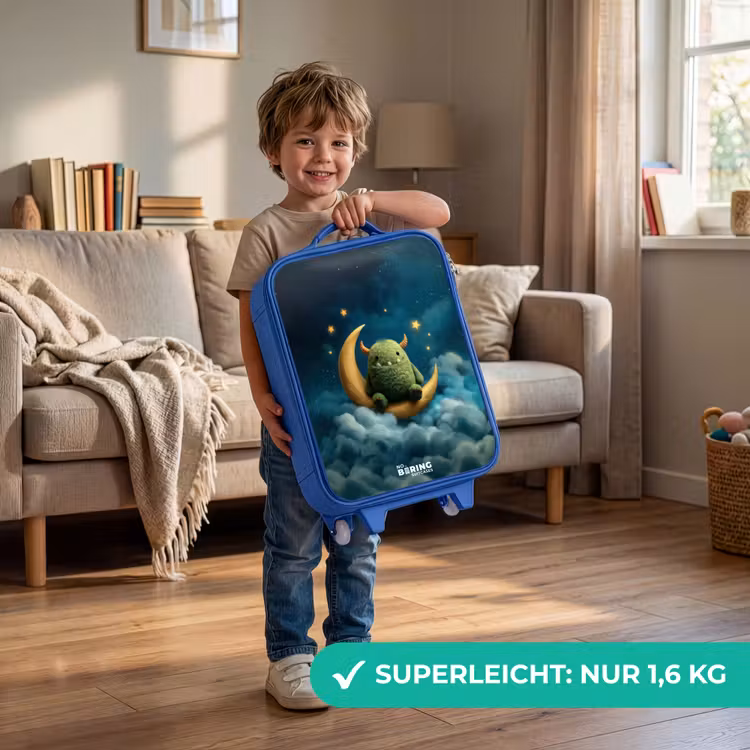 Kinderkoffer Blau - Grünes Ungeheuer auf Mondsichel — 3