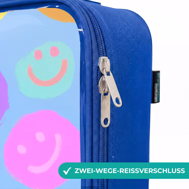 Kinderkoffer Blau - Heiteres Muster von Smileys — 5