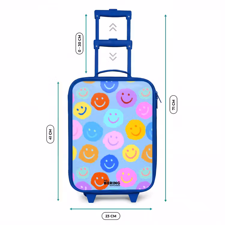 Kinderkoffer Blau - Heiteres Muster von Smileys — 7