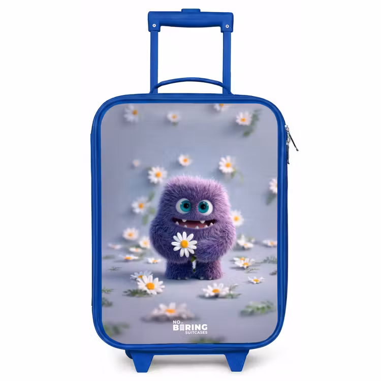 Kinderkoffer Blau - Lila flauschiger Freund mit Gänseblümchen — 1