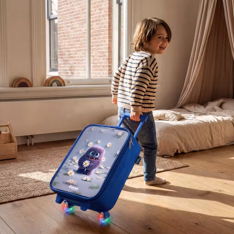 Kinderkoffer Blau - Lila flauschiger Freund mit Gänseblümchen — 2