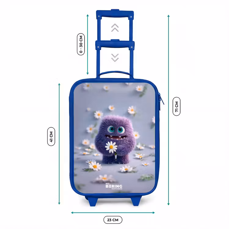 Kinderkoffer Blau - Lila flauschiger Freund mit Gänseblümchen — 7
