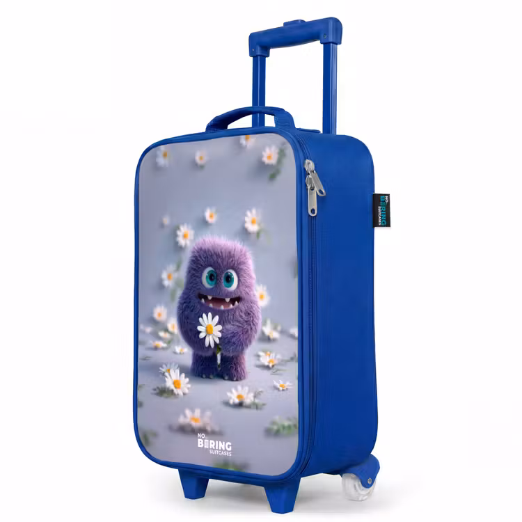 Kinderkoffer Blau - Lila flauschiger Freund mit Gänseblümchen — 8