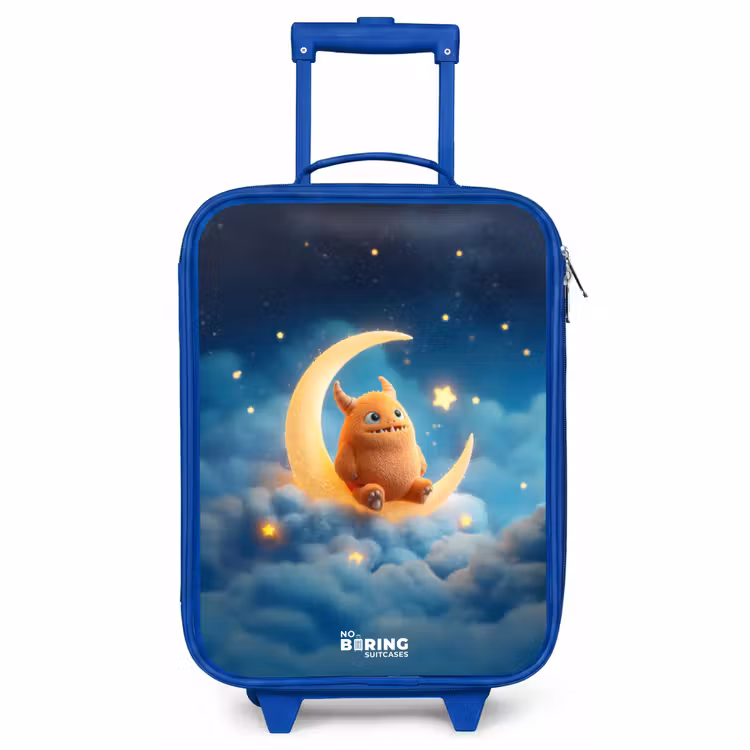 Kinderkoffer Blau - Orangefarbenes Ungeheuer auf Mondsichel — 1