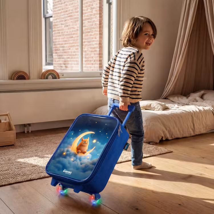 Kinderkoffer Blau - Orangefarbenes Ungeheuer auf Mondsichel — 2