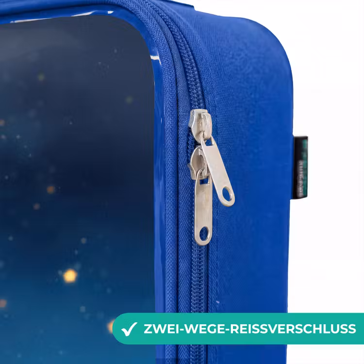 Kinderkoffer Blau - Orangefarbenes Ungeheuer auf Mondsichel — 5