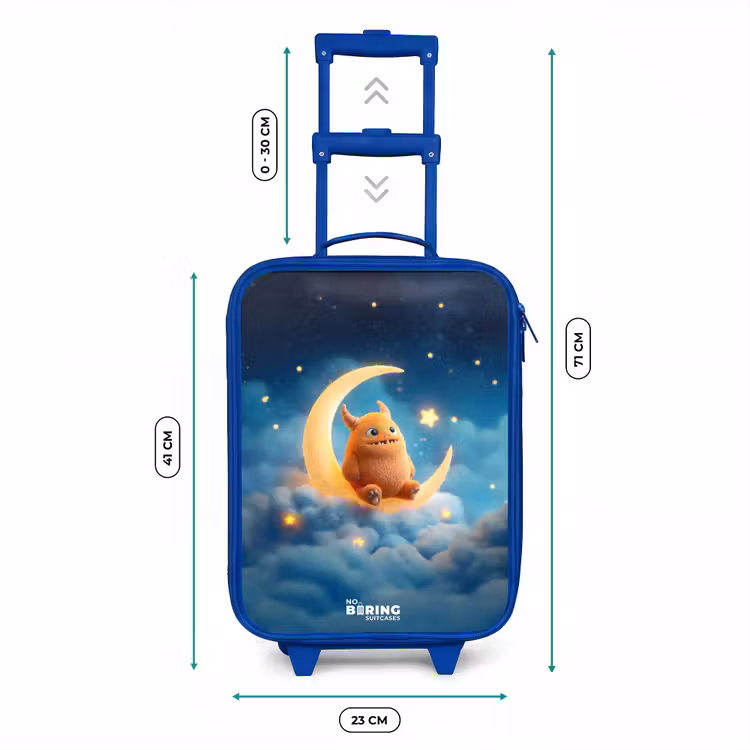 Kinderkoffer Blau - Orangefarbenes Ungeheuer auf Mondsichel — 7