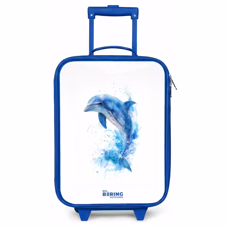 Kinderkoffer Blau - Springender blauer Delfin — 1