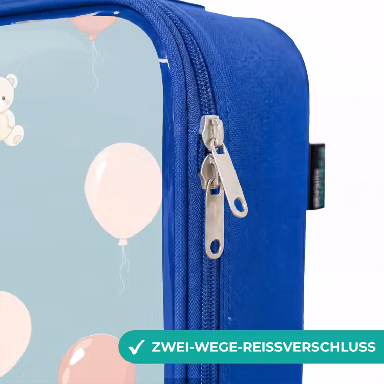 Kinderkoffer Blau - Bären in Heißluftballons zwischen Wolken und Ballons — 5