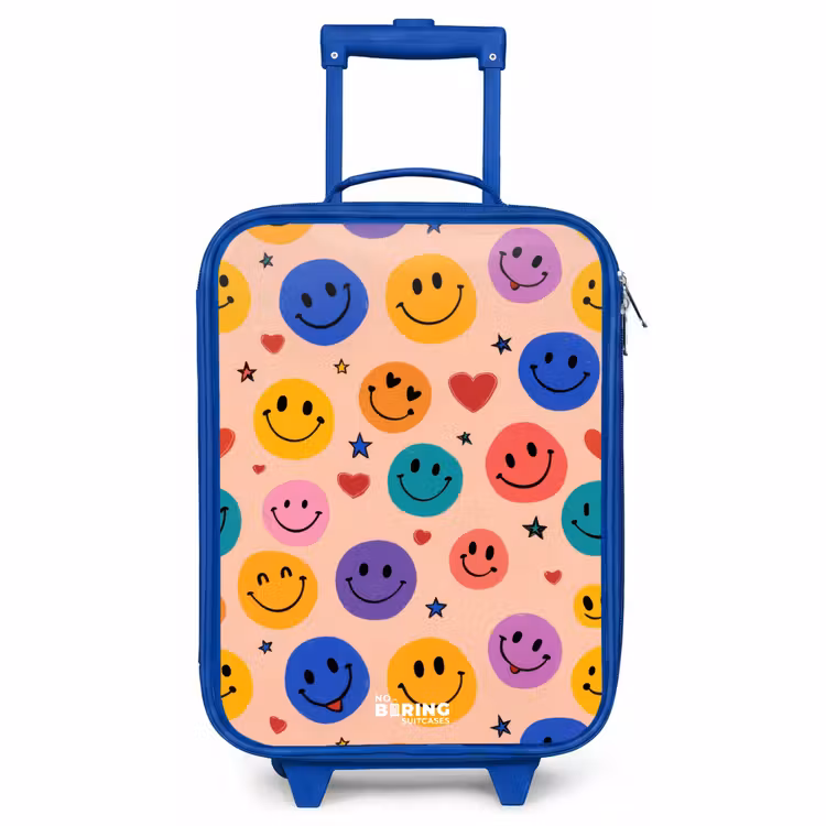 Kinderkoffer Blau - Fröhliches Smiley-Muster — 1