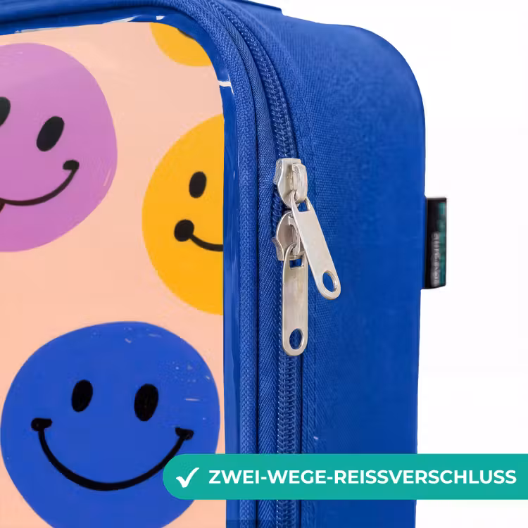 Kinderkoffer Blau - Fröhliches Smiley-Muster — 5