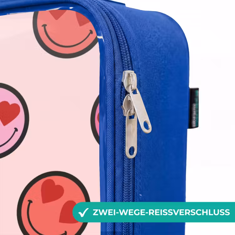 Kinderkoffer Blau - Herz - Smiley - Muster — 5
