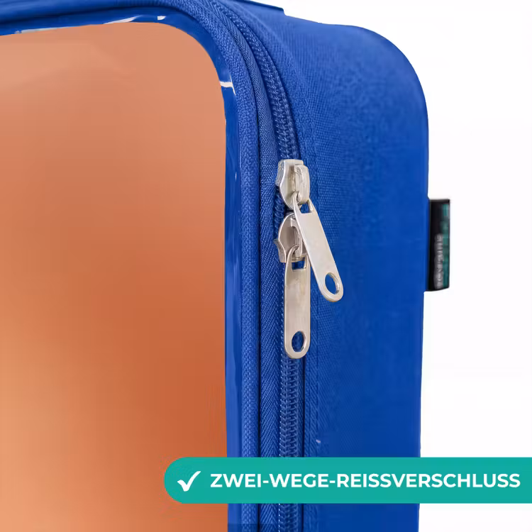 Kinderkoffer Blau - Orangefarbenes flauschiges Monster mit Hörnern — 5