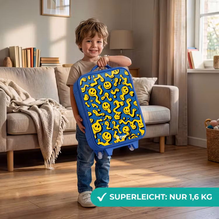 Kinderkoffer Blau - Smiley - Blau - Gelb — 3