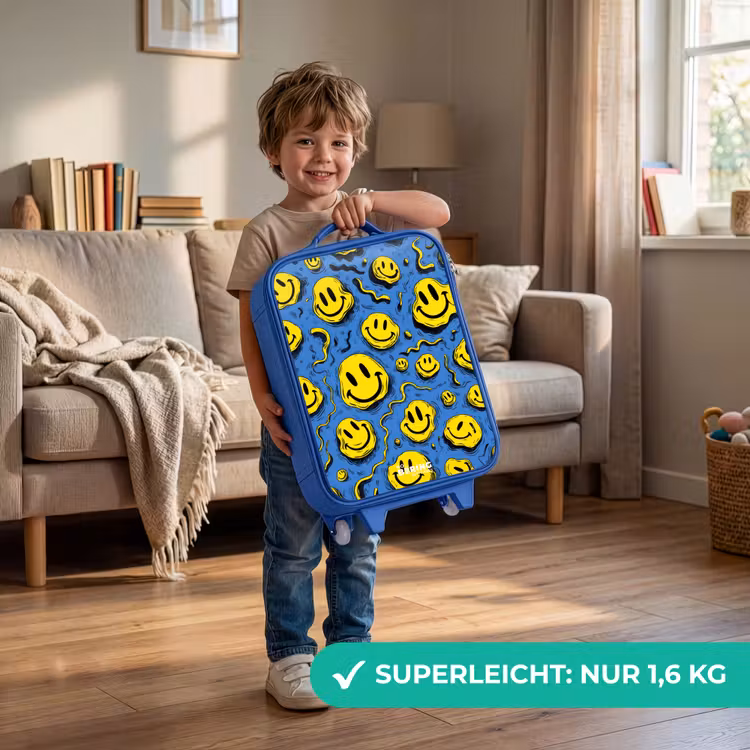 Kinderkoffer Blau - Smiley - Gelb - Blau — 3