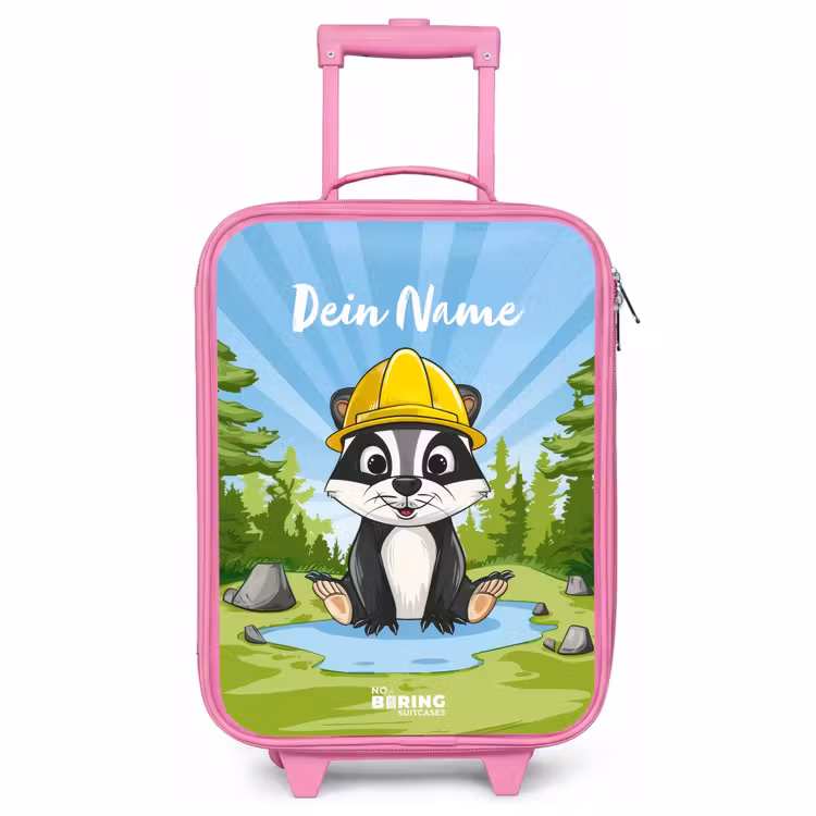 Kinderkoffer Rosa mit Name - Wally Arbeitsbär — 1