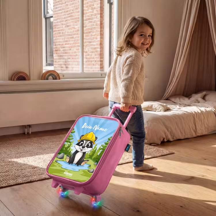 Kinderkoffer Rosa mit Name - Wally Arbeitsbär — 2