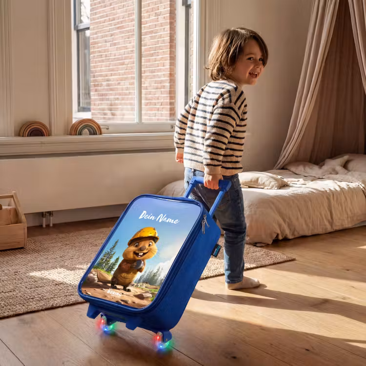 Kinderkoffer Blau mit Name - Billy Bauhelm — 2