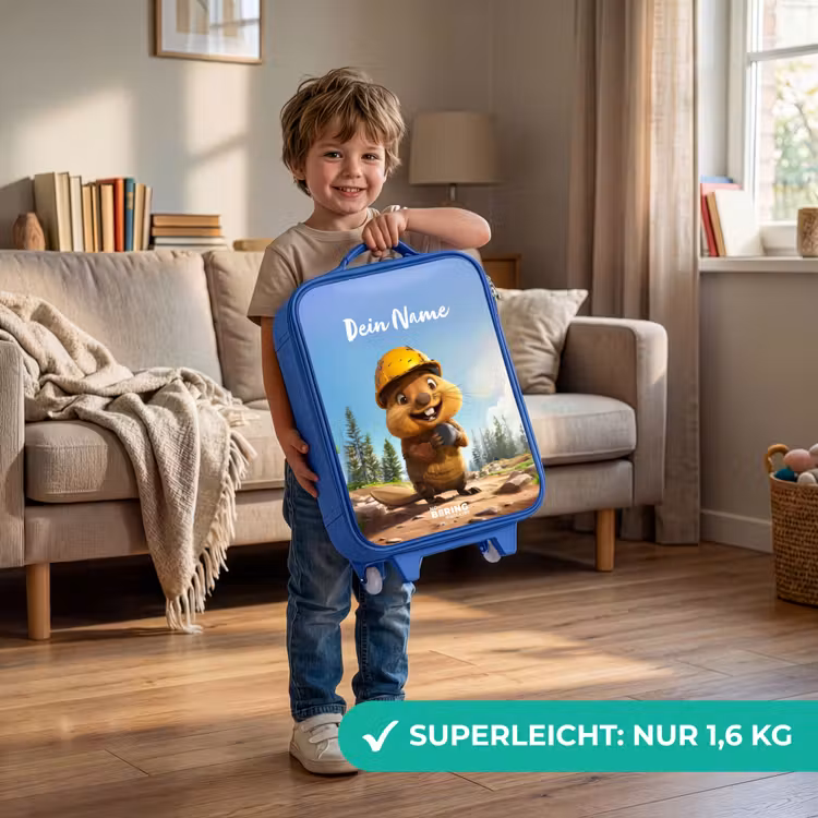 Kinderkoffer Blau mit Name - Billy Bauhelm — 3