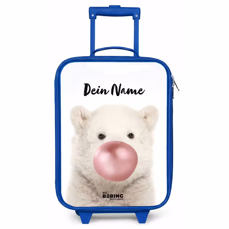 Kinderkoffer Blau mit Name - Kaugummi-Bär — 1