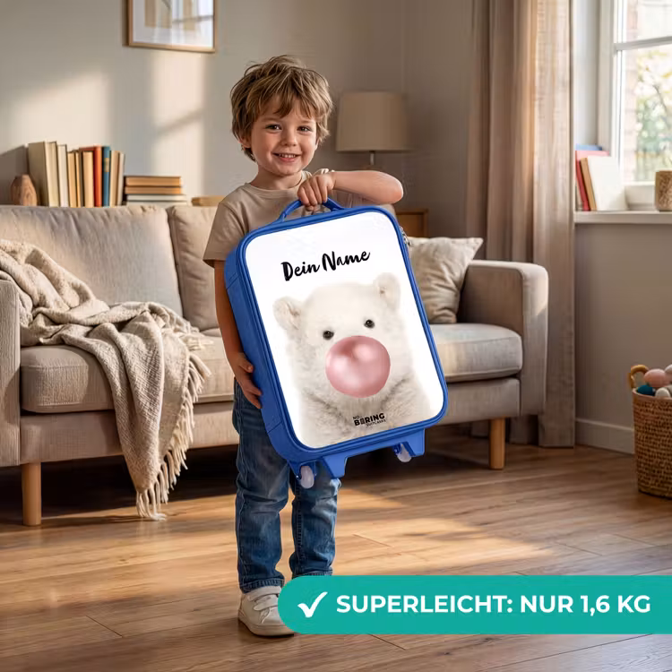Kinderkoffer Blau mit Name - Kaugummi-Bär — 3