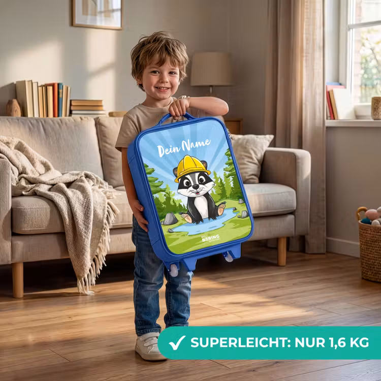 Kinderkoffer Blau mit Name - Wally Arbeitsbär — 3