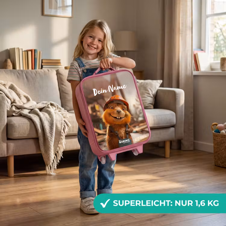 Kinderkoffer Rosa mit Name - Bertus Bouwbever — 3